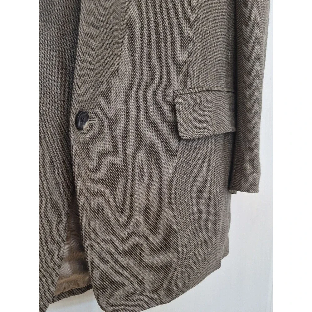 Oscar De La Renta 52% Silk & 48% Wool Woven Jacquard Fabric Blazer SZ 46 Long